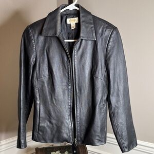 Vintage Talbots Black Leather Jacket Size 4